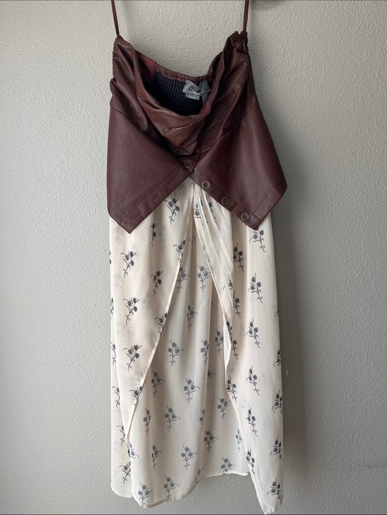 Anthropologie Tops - Anthropology strapless faux leather corset top size L